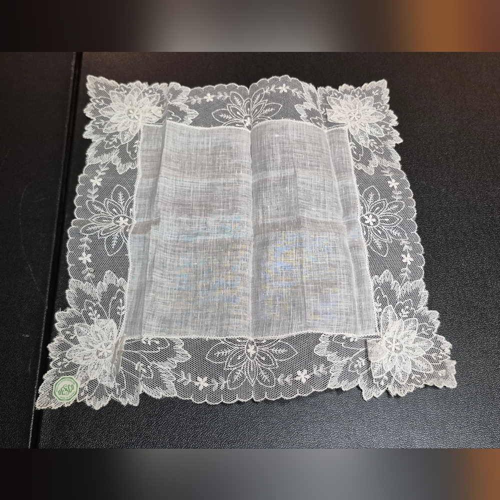 Vintage Desco pure linen cotton handkerchief-made in Austria